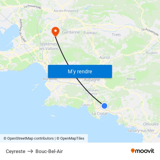 Ceyreste to Bouc-Bel-Air map