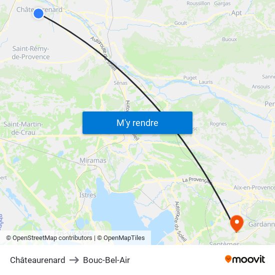 Châteaurenard to Bouc-Bel-Air map