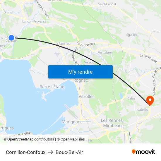 Cornillon-Confoux to Bouc-Bel-Air map