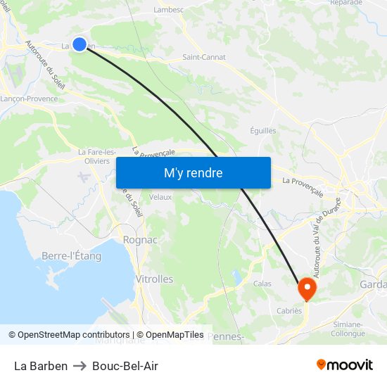 La Barben to Bouc-Bel-Air map