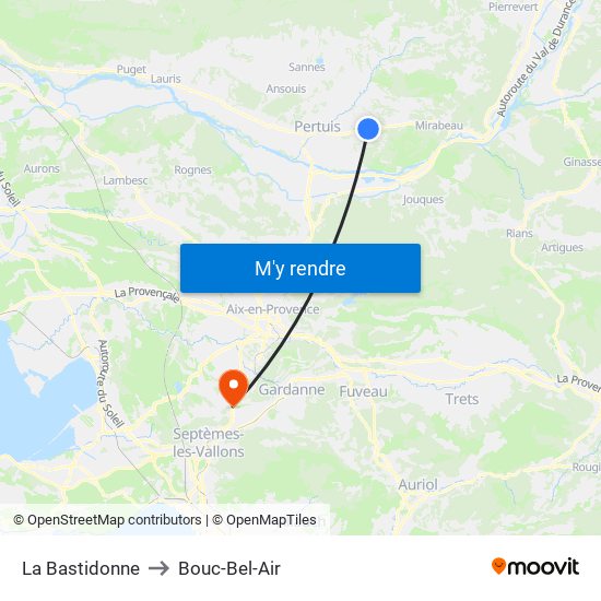 La Bastidonne to Bouc-Bel-Air map