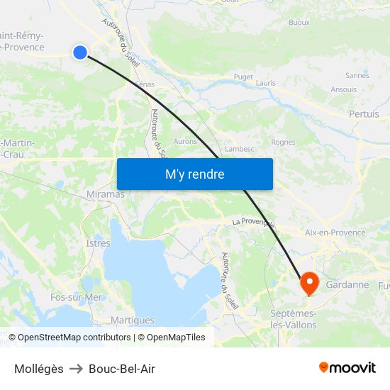 Mollégès to Mollégès map