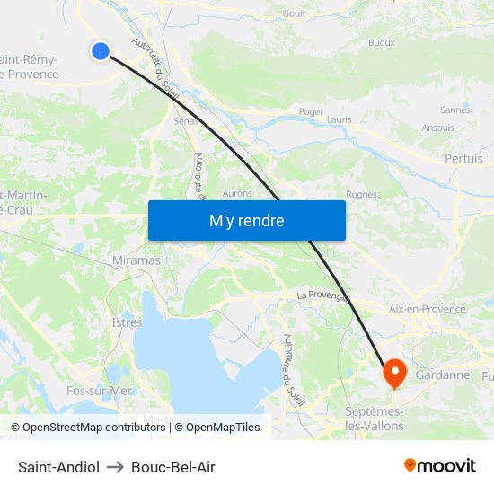 Saint-Andiol to Bouc-Bel-Air map