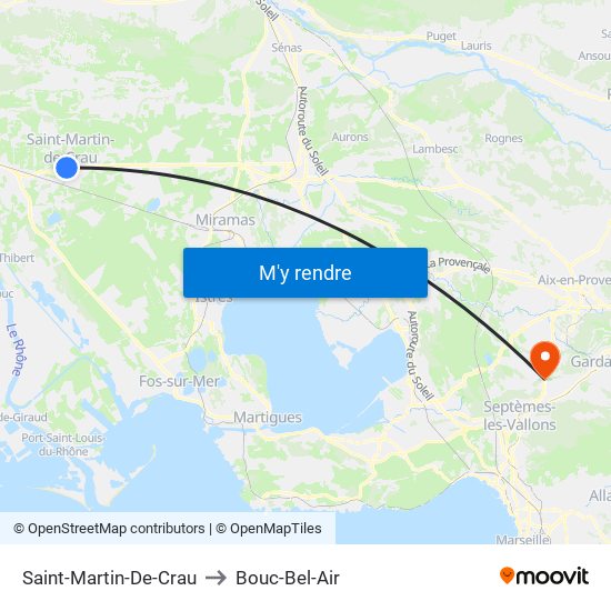 Saint-Martin-De-Crau to Bouc-Bel-Air map