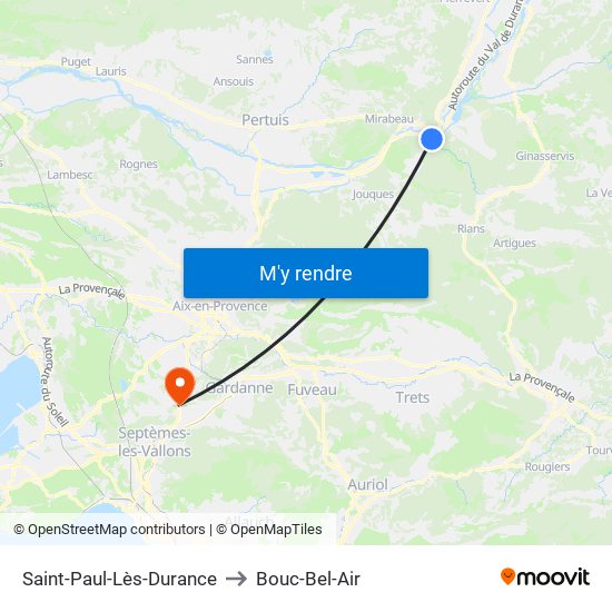 Saint-Paul-Lès-Durance to Bouc-Bel-Air map