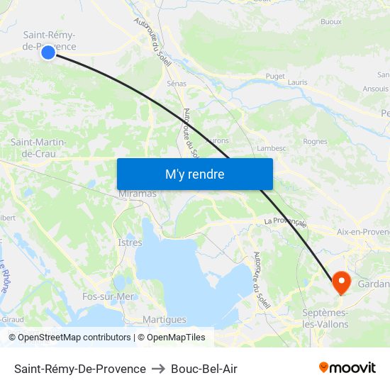 Saint-Rémy-De-Provence to Bouc-Bel-Air map