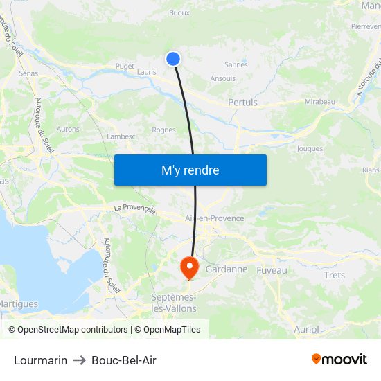 Lourmarin to Bouc-Bel-Air map