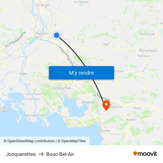 Jonquerettes to Bouc-Bel-Air map