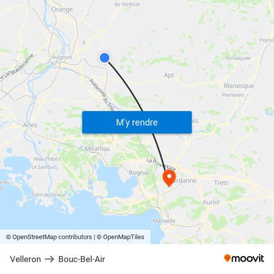 Velleron to Bouc-Bel-Air map