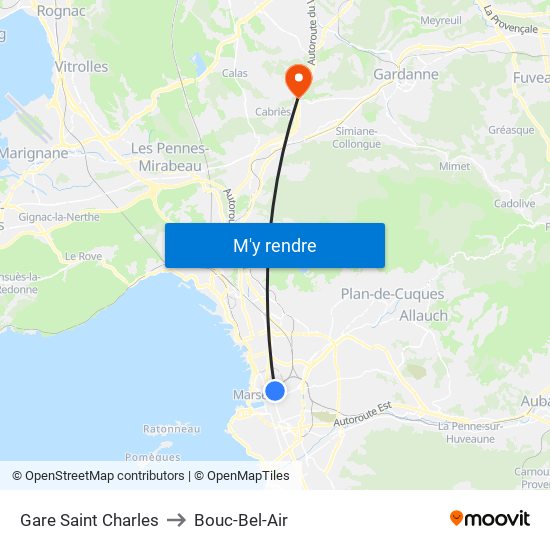 Gare Saint Charles to Bouc-Bel-Air map