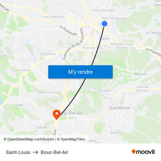 Saint-Louis to Bouc-Bel-Air map