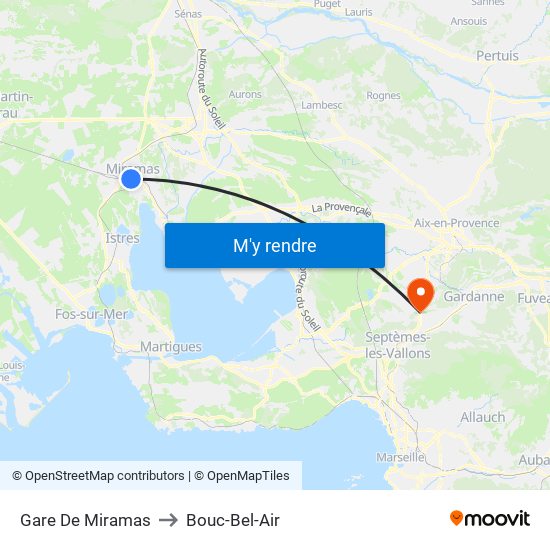 Gare De Miramas to Bouc-Bel-Air map