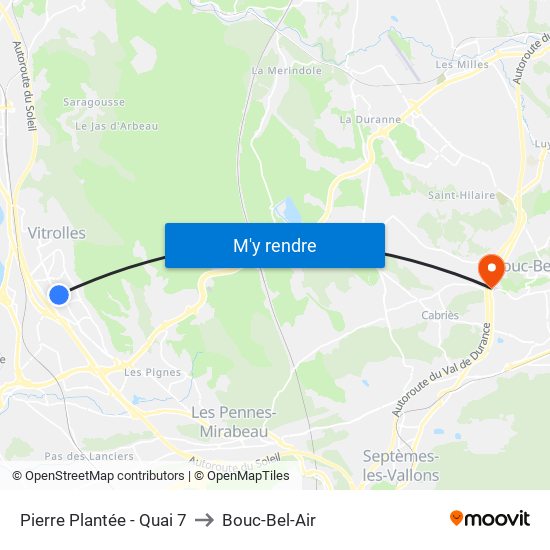 Pierre Plantée - Quai 7 to Bouc-Bel-Air map