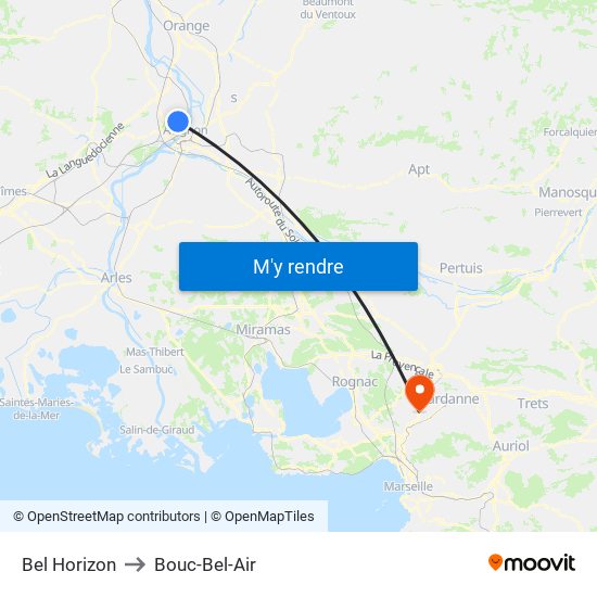 Bel Horizon to Bouc-Bel-Air map