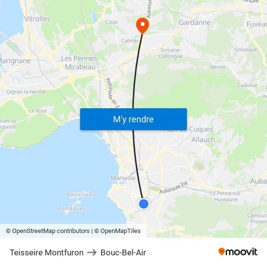 Teisseire Montfuron to Bouc-Bel-Air map