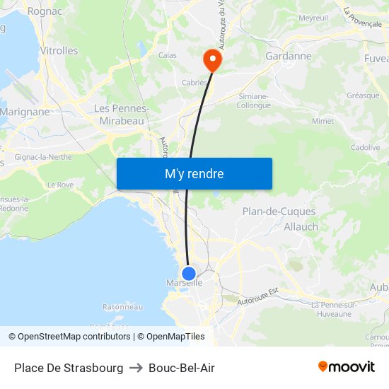 Place De Strasbourg to Bouc-Bel-Air map