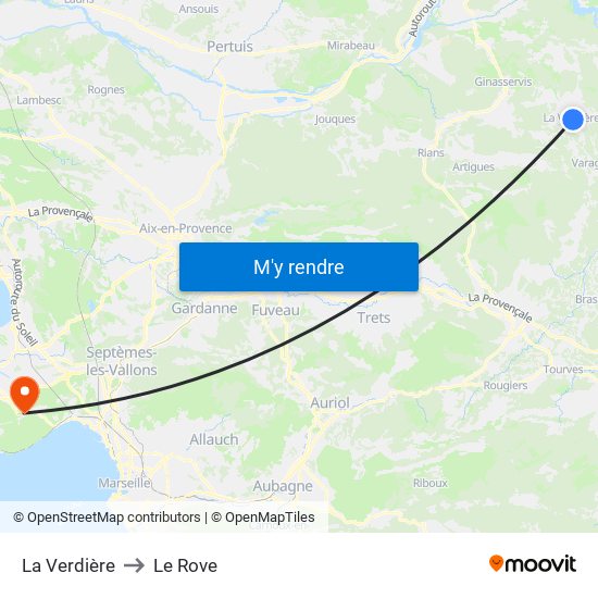 La Verdière to Le Rove map