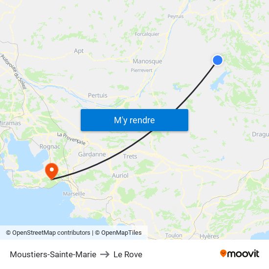 Moustiers-Sainte-Marie to Le Rove map