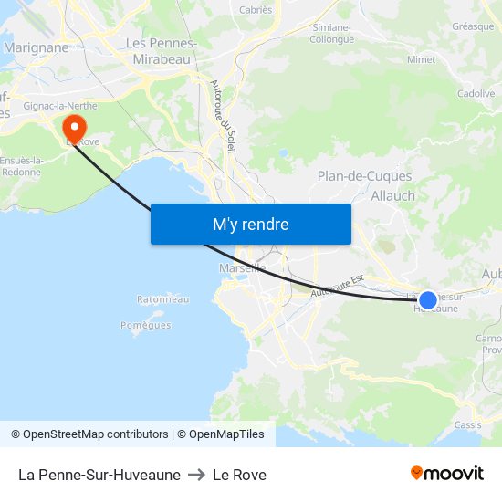 La Penne-Sur-Huveaune to Le Rove map