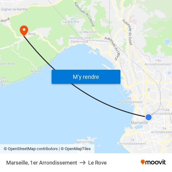 Marseille, 1er Arrondissement to Le Rove map
