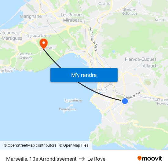 Marseille, 10e Arrondissement to Le Rove map