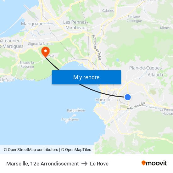 Marseille, 12e Arrondissement to Le Rove map
