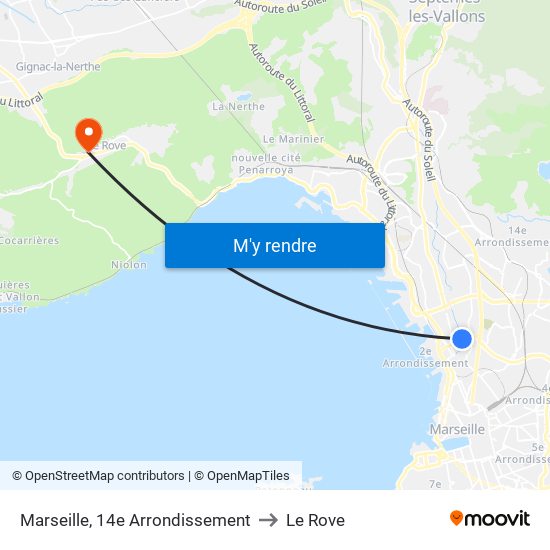 Marseille, 14e Arrondissement to Le Rove map