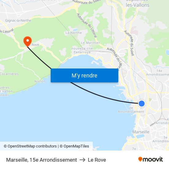 Marseille, 15e Arrondissement to Le Rove map