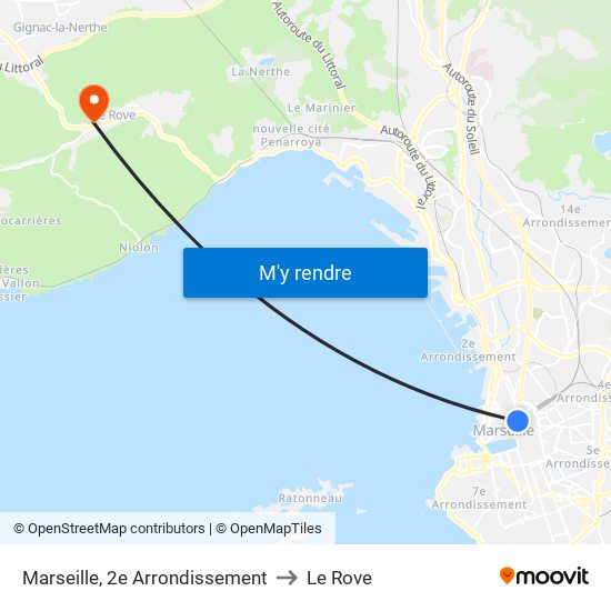 Marseille, 2e Arrondissement to Le Rove map