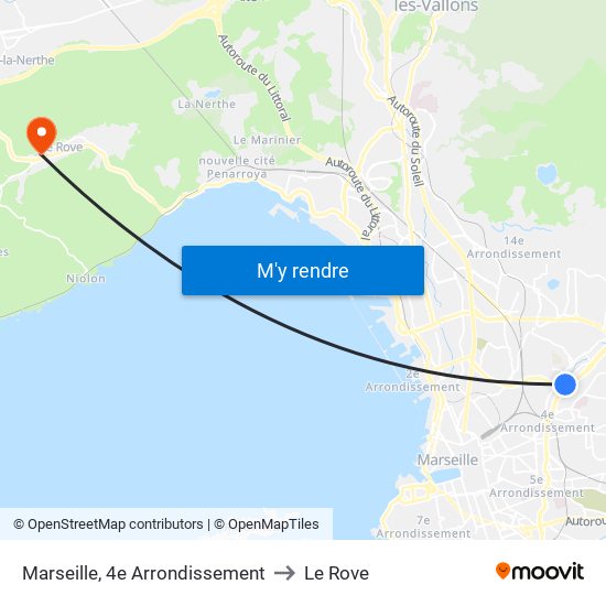 Marseille, 4e Arrondissement to Le Rove map