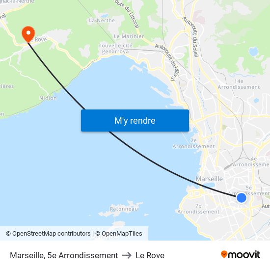 Marseille, 5e Arrondissement to Le Rove map