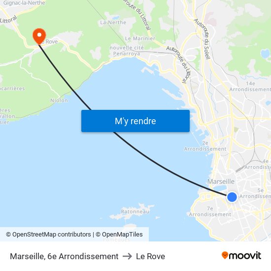 Marseille, 6e Arrondissement to Le Rove map