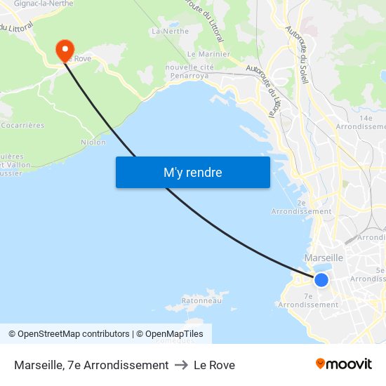 Marseille, 7e Arrondissement to Le Rove map