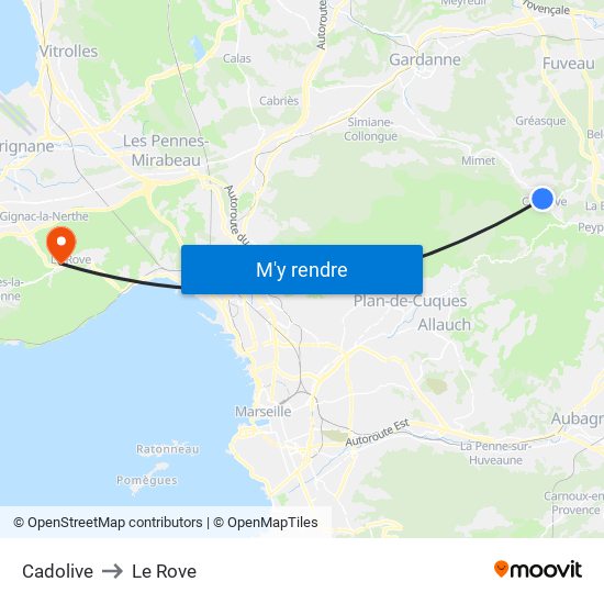 Cadolive to Le Rove map