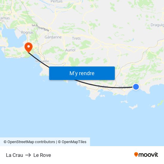 La Crau to Le Rove map