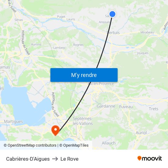 Cabrières-D'Aigues to Le Rove map