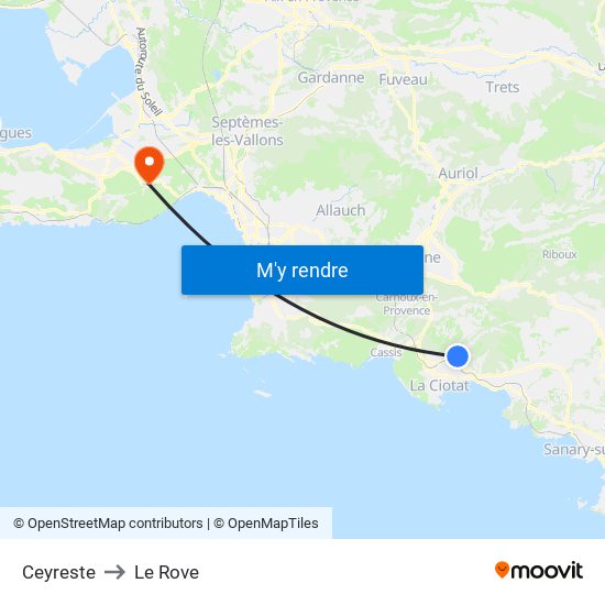Ceyreste to Le Rove map
