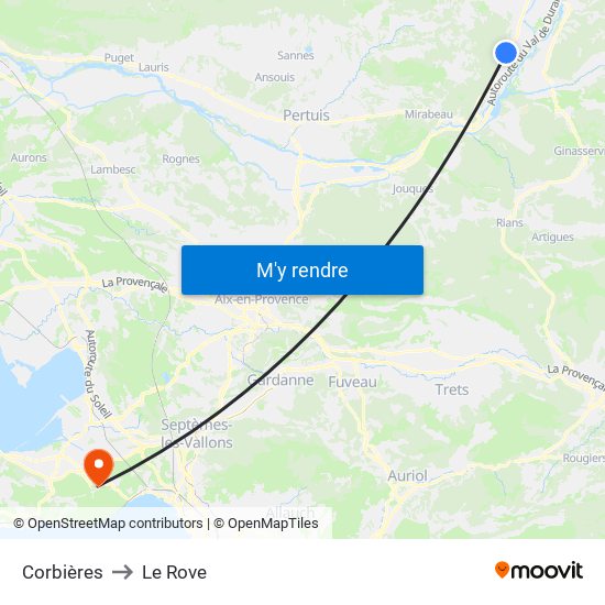 Corbières to Le Rove map