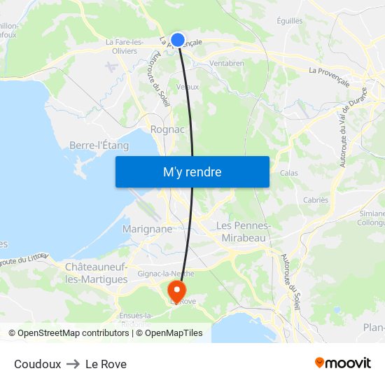 Coudoux to Le Rove map