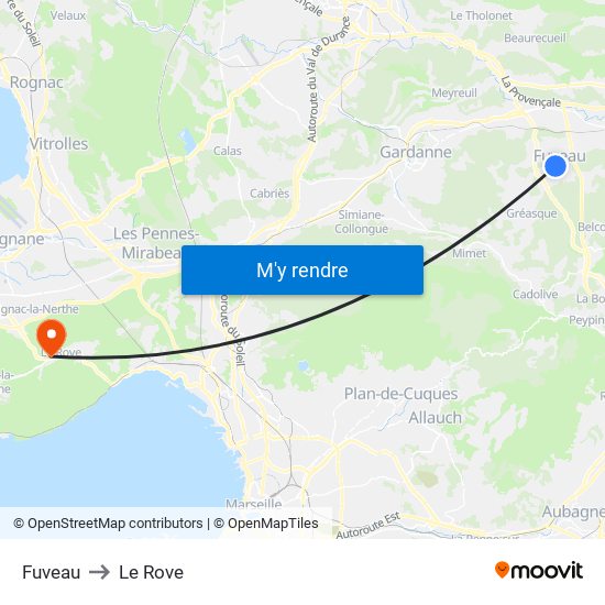 Fuveau to Le Rove map