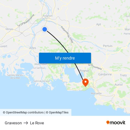 Graveson to Le Rove map