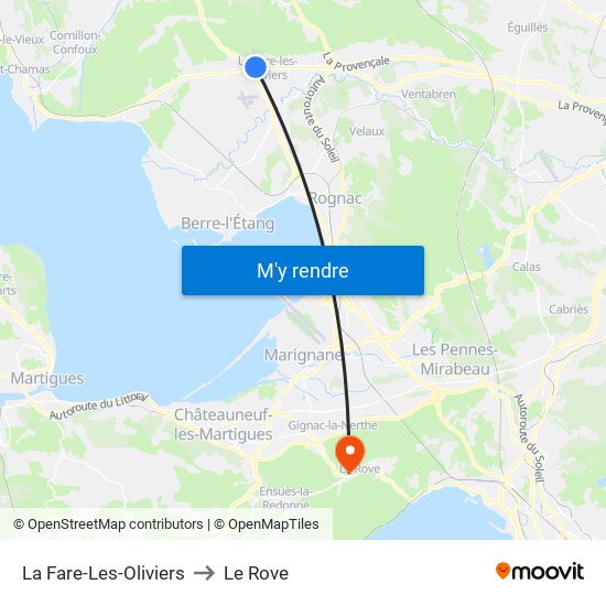 La Fare-Les-Oliviers to Le Rove map