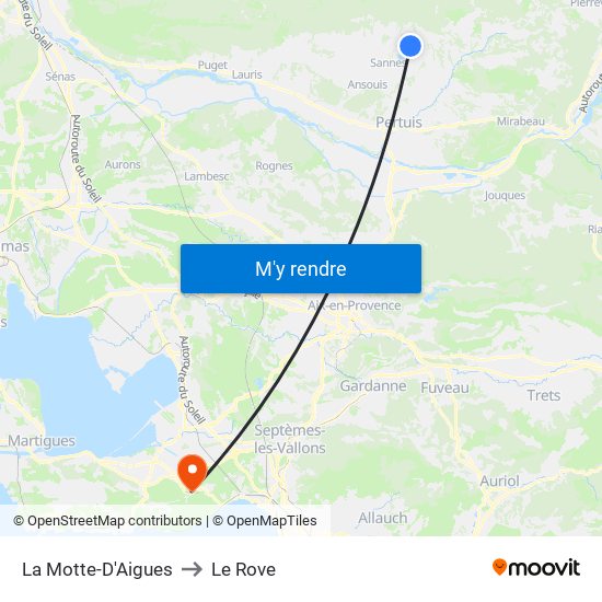 La Motte-D'Aigues to Le Rove map