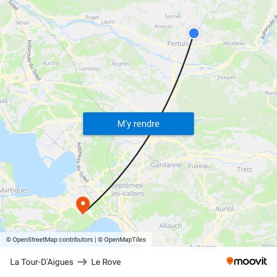 La Tour-D'Aigues to Le Rove map