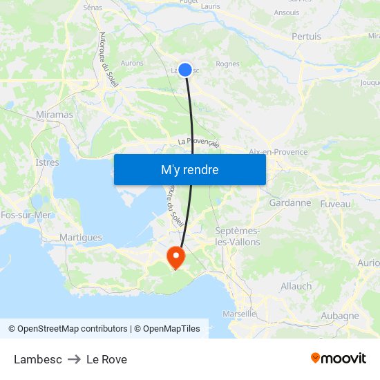 Lambesc to Le Rove map