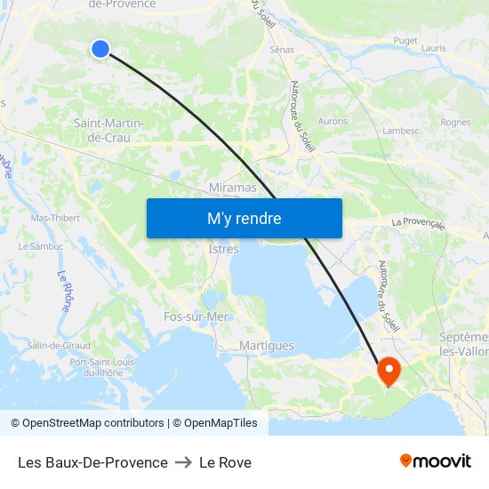 Les Baux-De-Provence to Le Rove map