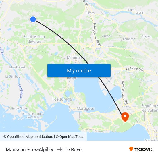 Maussane-Les-Alpilles to Le Rove map