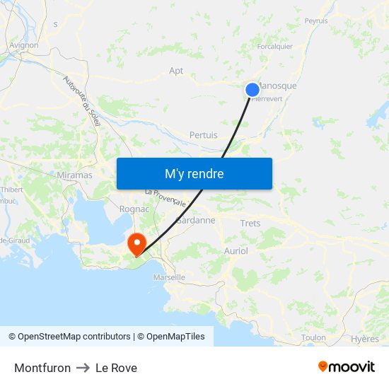 Montfuron to Le Rove map