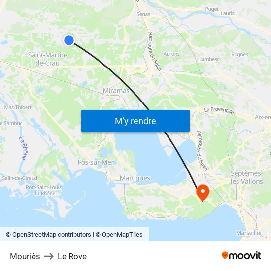 Mouriès to Le Rove map