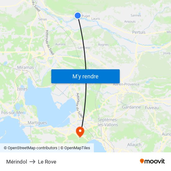 Mérindol to Le Rove map